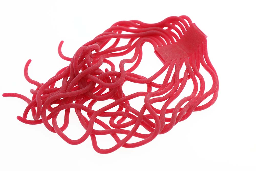 Sili Squirmy Wormy - Blodrød Gummiben til Fiskeri